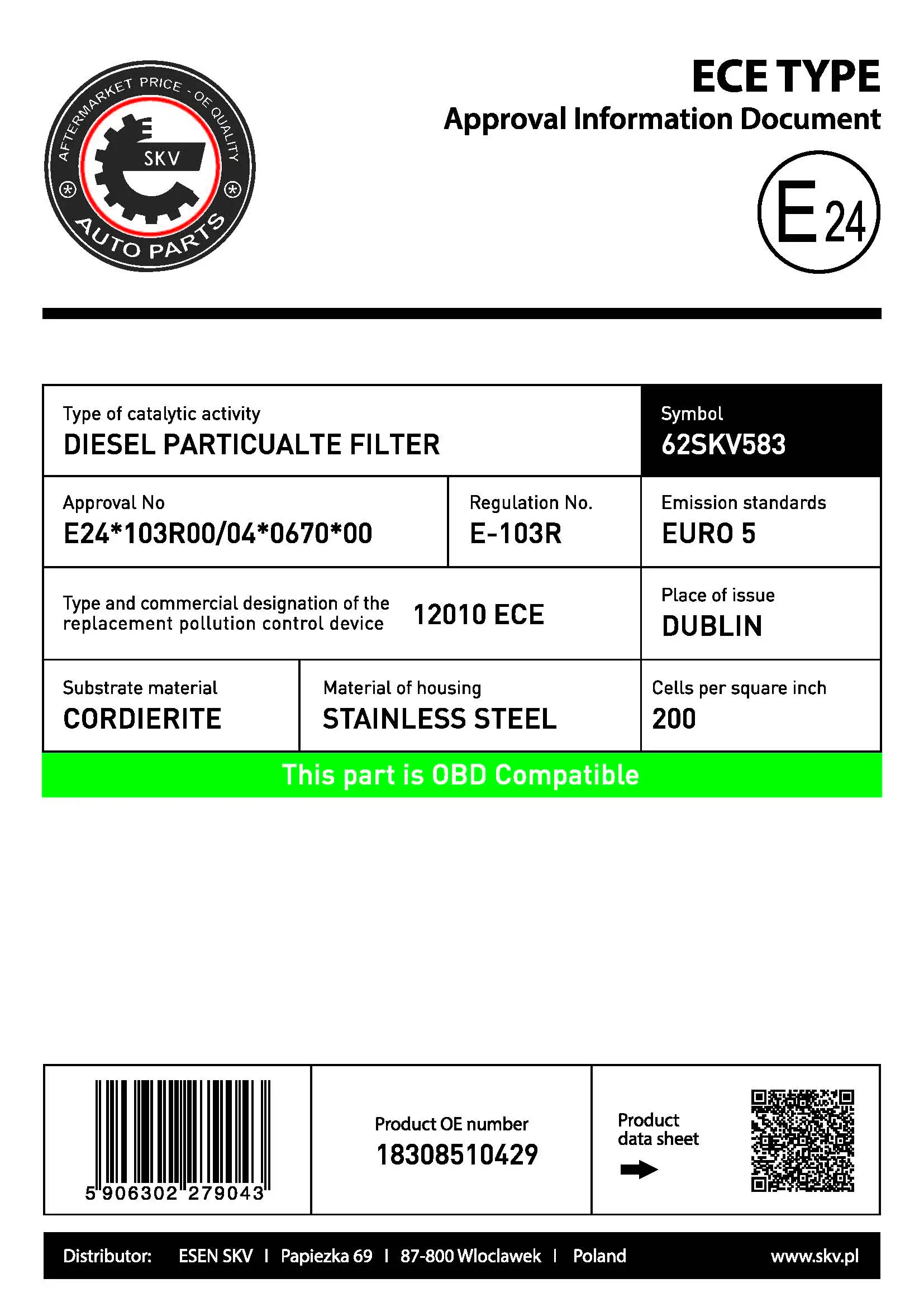 Soot/Particulate Filter, exhaust system